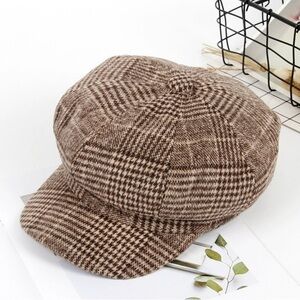 Khaki Plaid Beret, British Painter’s Hat